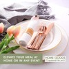Rose Gold Plastic Silverware Pre-Rolled Sets; Fork, Spoon, and Knife