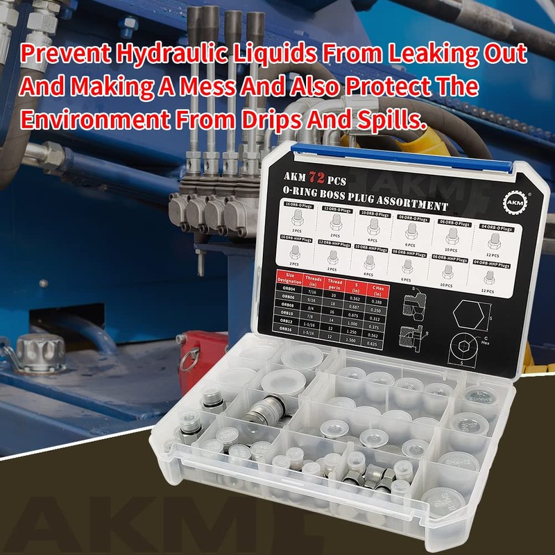 AKM 72 Pcs ORB Plug Kit Hose Tube and Pipe