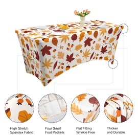 FUANGUI 5FT Fitted Tablecloths for Rectangle Tables,Stretch Spandex Table Cover Wrinkle Resistant Washable Table Cloths Protector for Party,Banquet,Massage Bed,Wedding,Birthday