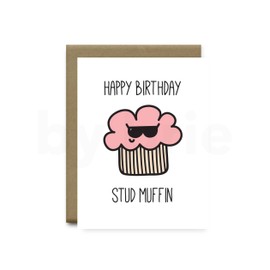 Happy Birthday Stud Muffin Greeting Card, Funny Birthday Card Boyfriend, Funny Birthday Card Girlfriend, Funny Birthday Card Him, Birthday Card Boyfriend