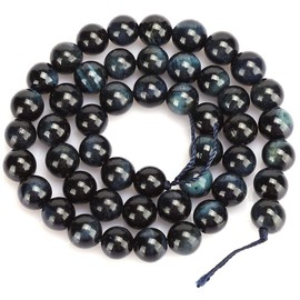 Cuentas de Piedra de Ojo de Tigre, 48 Piezas cuentas redondas azules negras Cuenta de ojo de tigre Pulsera de joyería de bricolaje Fabricación de accesorios para sus amigos