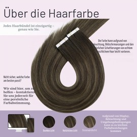 Fshine Tape-In Real Hair Extensions, Balayage Dark Brown to Chestnut Brown, 30 cm, 20 Pieces, 30 g, Colour 2/8/2