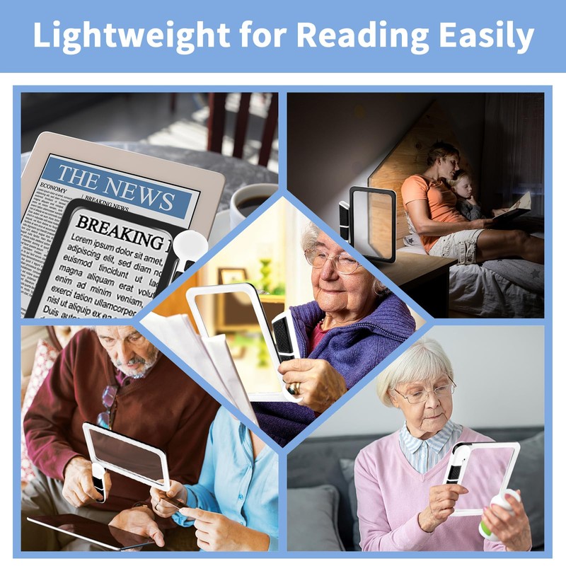 5X Magnifying Glass with Light, Lightweight Full Page Magnifier for