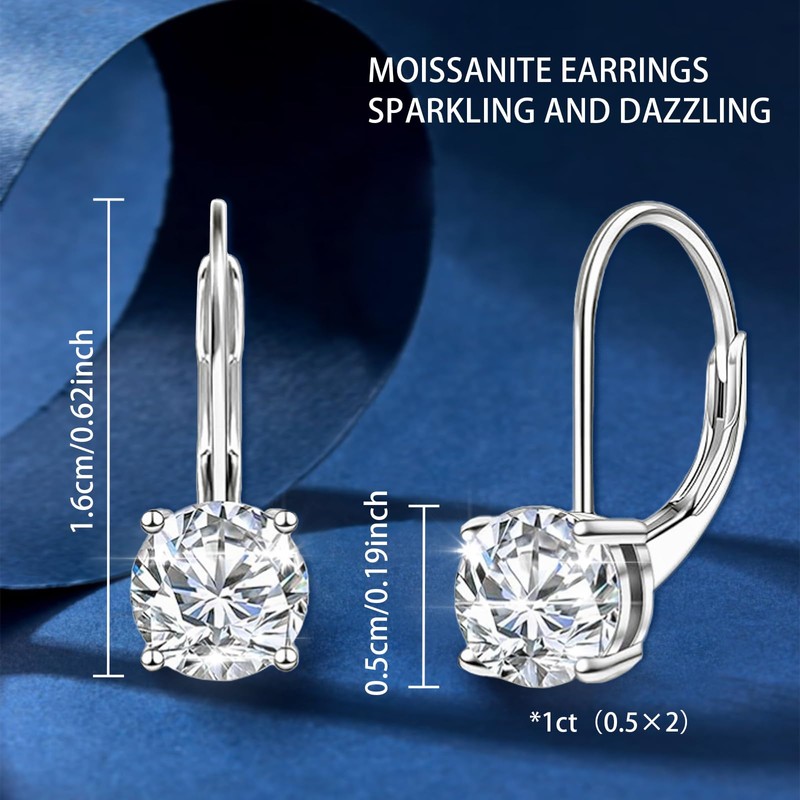 Ctarlitu Moissanite Stud Earrings For Women, Lab Created Moissanite Earrings