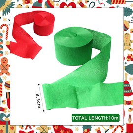 Miaija  6Rolls Christmas Crepe Paper Red Green Party Supplies Paper Streamers Backdrop Hanging Decorations for DIY Crafts Weddings Festival