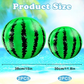 Watermelon Ball Beach Ball Inflatable Pack of 4 Watermelon Ball Water Ball Children's Water Balls Inflatable Floating Swimming Pool Toy for Summer Beach Pool Party (Pack of 4)