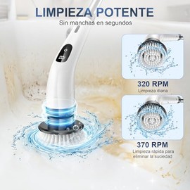 Cepillo Electrico para Baño Limpieza, Cepillos Electricos de Limpieza con 8 Cabezas de Cepillo Reemplazables, Larga Duración, Mango Ajustable para Tin