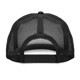 DALIX Flat Billed Trucker Cap with Mesh Back in Black-White