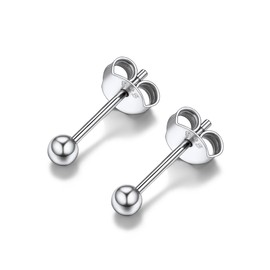 PROSILVER Women's Ball Earrings, 925 Silver, Hypoallergenic, Unisex, Accessories, Everyday Use, Simple, Small, Binaural, Rustless, 0.12, 0.16, 0.2, 0.3, 0.2, 0.2, 0.3 inches (3, 4, 5, 7 mm), 3 mm