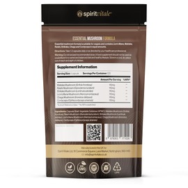 SPIRIT VITALE Essential Mushroom Formula (120 Vegan Capsules) | Essential 6 Mushroom Blend | UK Made and Approved | NO Nasties or Unnecessary Additives | No Bulking Agents or Fillers | Unflavoured