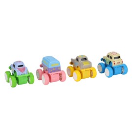 4pcs Pull Back Car Toys Cartoon Q Version Alloy Vehicle Toy Set for Ages 3 and Up Boys GirlsA