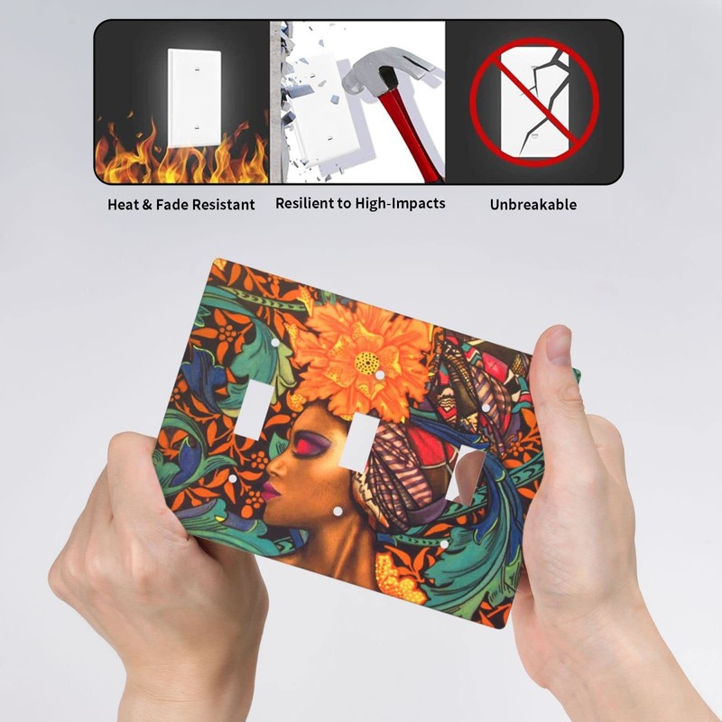 African American Women Art Light Switch Cover 3-Gang,Triple Gang Toggle