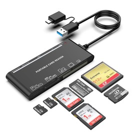 USB C USB3.0 Multi Card Reader for SD, CF, Micro SD, XD, MS Cards - 7 in 1 Multi Card Reader Adapter Hub for Windows, Mac, Linux, Android