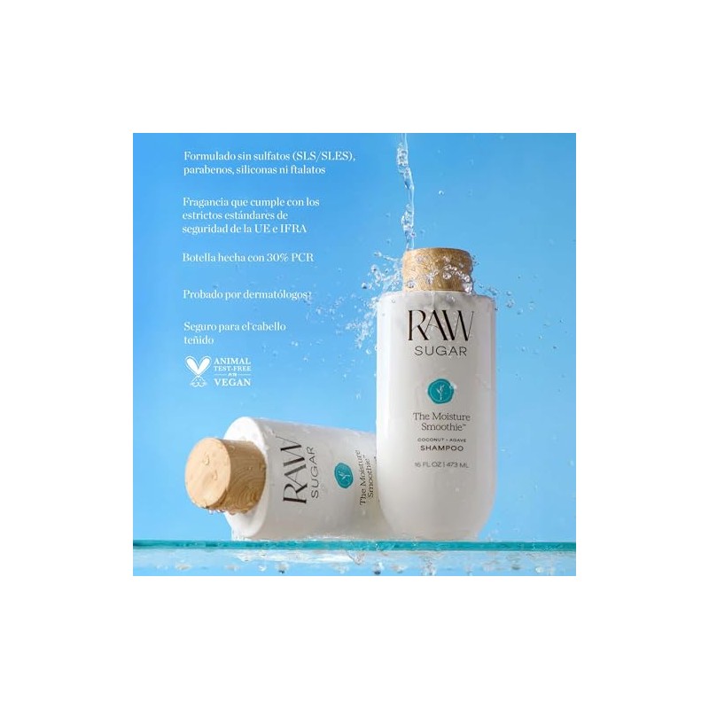 RAW SUGAR, The Moisture Smoothie Shampoo, con Coco y Agave,