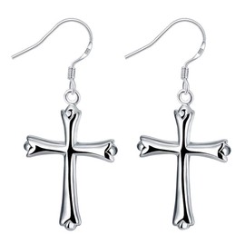 Cutesmile Fashion Jewelry 925 Sterling Silver Cute Cross Dangle Earrings