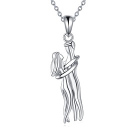 DAYLINLOVE Hug Necklace 925 Sterling Silver Couple Hugging Pendant Necklace Perfect Matching Necklace for Couples Lovers Jewelry Gifts for Women Wife