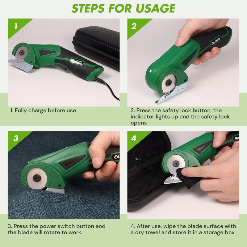 VLOXO Cordless Electric Scissors Upgraded, 4V Electric Cardboard Cutter Rechargeable