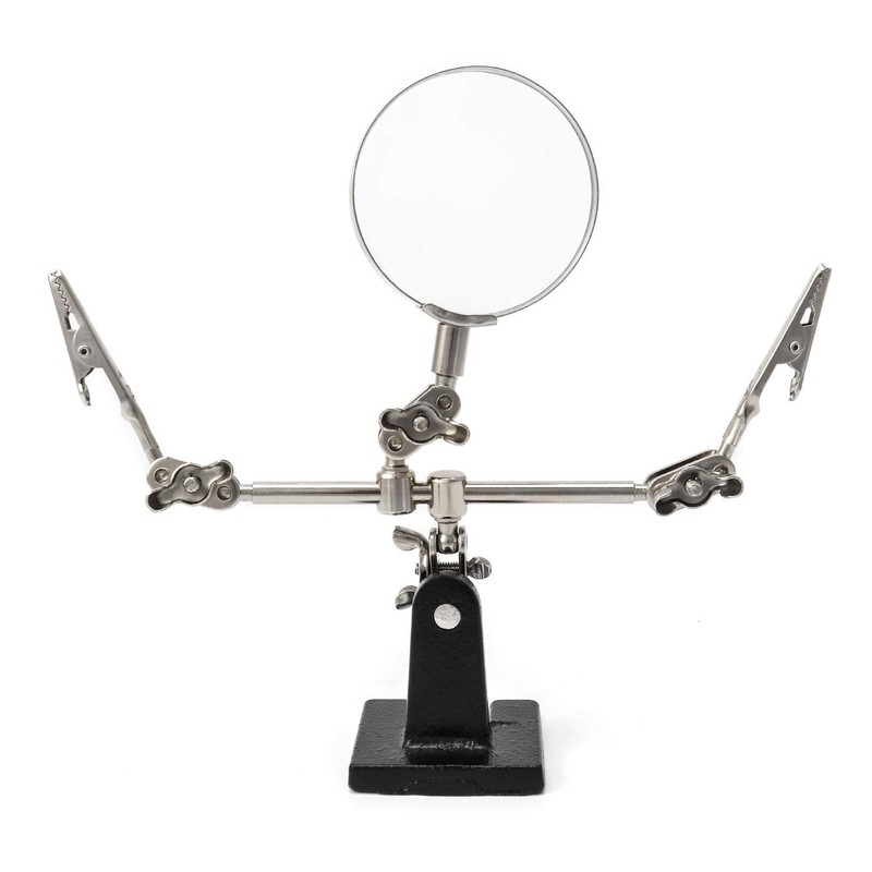 QWORK® Third Hand Magnifier with Clamps Adjustable 5x Magnification Designed