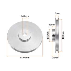 HARFINGTON V-Type Pulley 12mm Bore 100mm Outer Dia Single Groove Aluminum Alloy for 6mm PU Round Belt Motor Shaft Drilling Machine with Installations