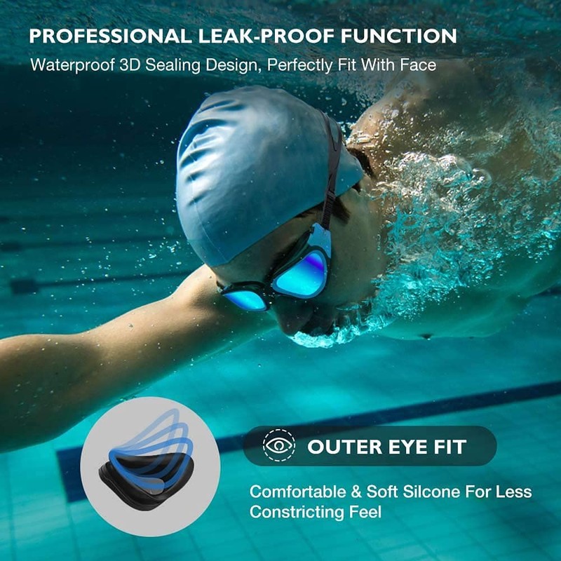 Emsina Swim Goggles, Polarized Swimming Goggles Anti-Fog for Adult Men