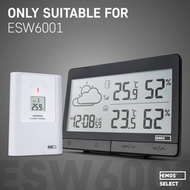 Additional Sensor for Wireless Weather Station 6001, Indoor and Outdoor Sensor, Digital Temperature and Humidity Display