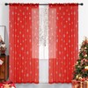 MikiUp Christmas Snowflakes Sheer Curtains, Silver Foil Printed Semi Sheer