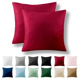 Alreya Renforcé Pillowcase, 100% Cotton, Super Soft Pillowcase with YKK Zip, Pillow Slip Only, 80 x 80 cm, Red, Set of 2