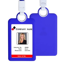 HEYDEFO ID Badge Holder with Lanyard Vertical Name Tags Card Lables Silica Gel Solf Heavy Duty Card Holder Business Card Holder (Dark Blue)