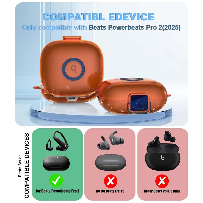 Case for Beats Powerbeats Pro 2，Safety Lock Switch，Clear TPU Protective
