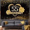 Happy 55th Anniversary Banner Backdrop Decorations, Wedding Anniversary 55th Happy