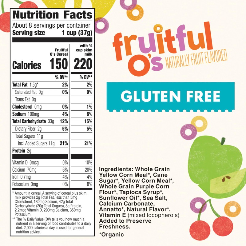 Cascadian Farm Organic Fruitful O's Cereal, Gluten Free, Made with
