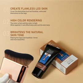 Leg Makeup Full Coverage and Brush Bundle, Leg Makeup To Cover Veins For Mature Skin, Waterproof No Transfer Leg Make Up Concealer Long Lasting Smooth Tone Leg And Body Scar Cover Up