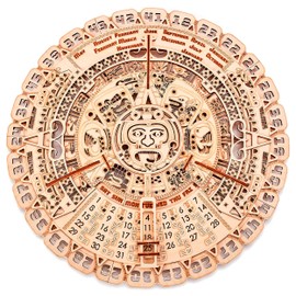 Wood Trick Mayan Wall Calendar Wooden Mechanical Model Kit - 16.1″ - 3D Wooden Puzzles for Adults, Assembly Constructor, Brain Teaser for Adults - Aztec Calendar