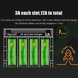 Sofirn Universal 4 Bay Smart Battery Charger with LCD Display for 18650 21700 26650 14500 16340 and AA AAA Rechargeable Ni-MH Batteries (5V DC, 3A, Version 3.0)