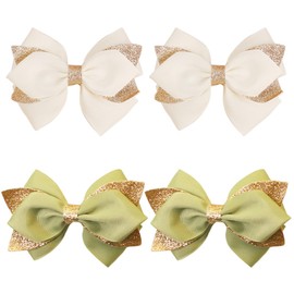 ZAMXHUG Bow Hair Clips - Hair Clip Hair Bows Girls Non-Slip Crocodile Hair Clips Hair Accessories Fashion Girls Hair Accessories Women Christmas Wedding Birthday (4 Pieces)