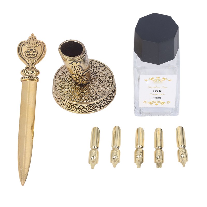Feather Pen Set with 5 Interchangeable Nib Letter Opener Pen
