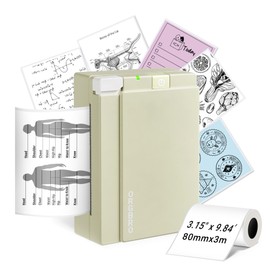 ORGBRO Sticker Printer, X3 Mini Bluetooth Printer Supports 2-3 Inch Printing Width, Thermal Sticker Maker Machine for Photos, Study Notes, Compatible with iOS & Android, Easy to Use, Olive Green