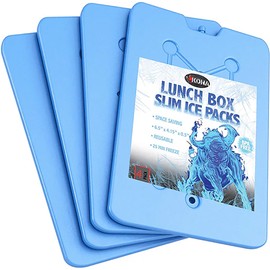 Kona 4 Pack Slim Ice Packs for Lunch Boxes & Coolers – Reusable, Quick Freeze, Space Saving Freezer Packs – Small Thin Cold Packs (Blue)