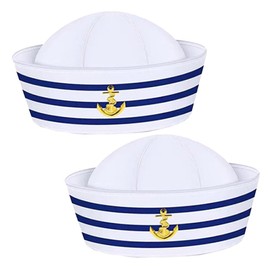 2 Piezas Sombrero Marinero Sombreros De Hombre Sombreros De Marinero Azul Marino Gorro Para Hombre Gorros De Fiesta Ropa De Las Mujeres Hazme Poliéster (fibra De Poliéster)