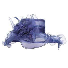 Gorros de organza para mujer con visera de organza, para mujer, con diseño de flores, para mujer, Azul marino (Navy 1), M