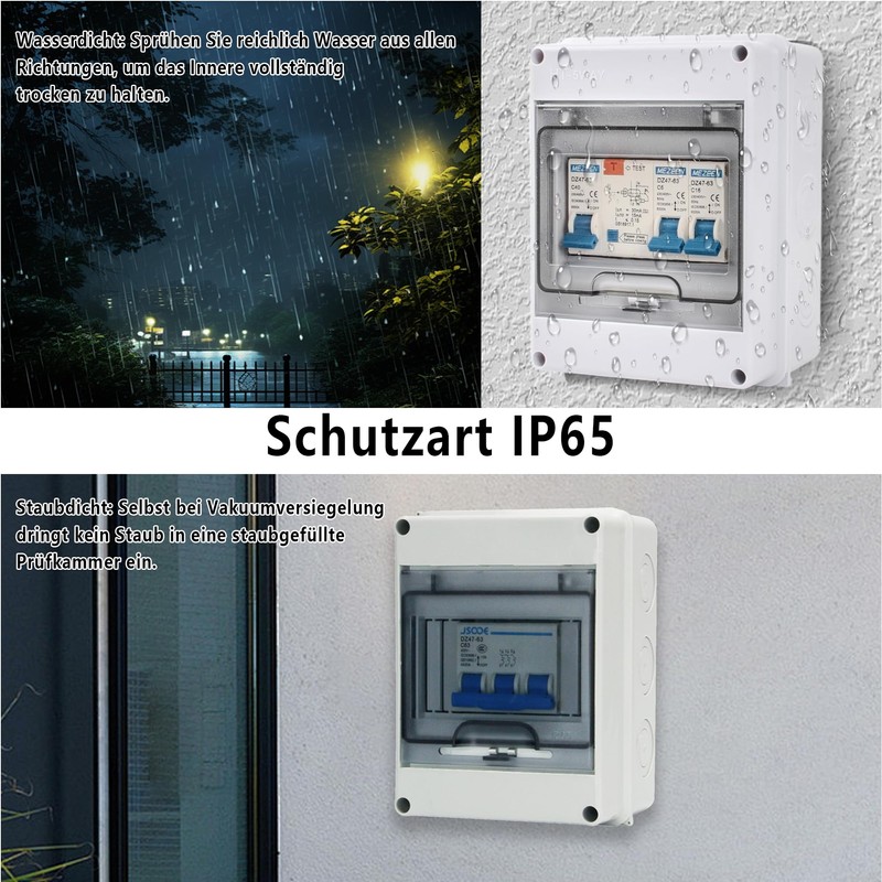 Fuse Box 2-Way Small Distributor: IP65 Waterproof Fuse Box Surface-Mounted