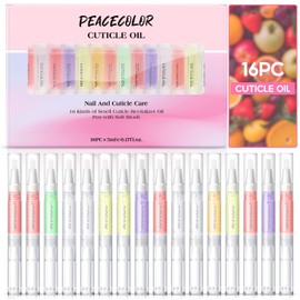 PEACECOLOR 16Pcs Cuticle Oil Pen for Nails, Cuticle Oil Kit for Nail Care 16 Flavors, Nail Oil Pen for Preventing Cracking and Drying Nails Natural Ingredients Pen