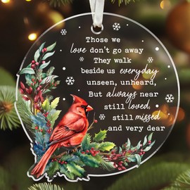 Cardinal Christmas Ornaments - Memorial Gifts, Bereavement Gifts - Cardinal Ornament - Xmas Memorial Ornaments for Loss of Loved One - Sympathy Christmas Ornament - Acrylic 2024 Christmas Ornaments