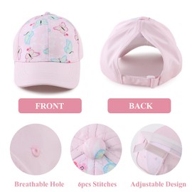 Zsedrut Toddler Girl Baseball Cap Kids Adjustable Ponytail Sun Hat Baby Lightweight Trucker Hats (Butterfly)