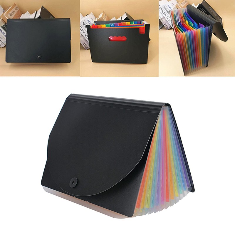 Expandable Folder with 24 Compartments and Blank Labels, Multicoloured File