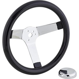 Classic Solid Spoke Black Steering Wheel, 12 Inch