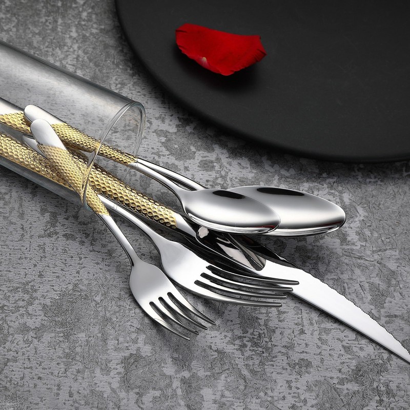 CADYSS Premium Silverware Set 20 Pieces - Flatware Set Gilding