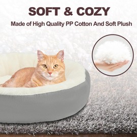 Rypet Heated Cat Bed Indoor, Soft & Cozy Donut Heated Pet Bed with Timer and Timer, Adjustable Temperature Heated Dog Beds for Small Dogs and Senior Cats with Chew Resistant Cord