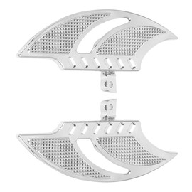 RAGBUSCLE Passenger Footboards, Motorcycle Rear Floorboards, Driver Passenger Foot Pegs Pedals, Hollow Blade Male Mount Foot Pegs Silver