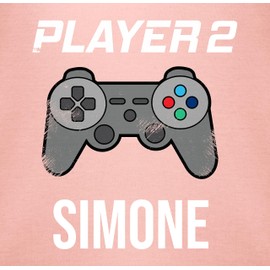 Geschenk mit Namen personalisiert by Shirtracer - Baby Bodysuit Boy Girl - Gaming - Player 2 Controller Players Two Gamers Gamer Daddling Partner Gift, 3 Baby Pink